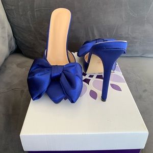 Satin high heeled mules